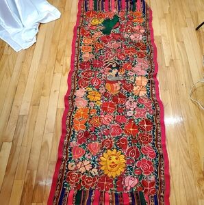Mexican embroidered table runner, mexican table runner